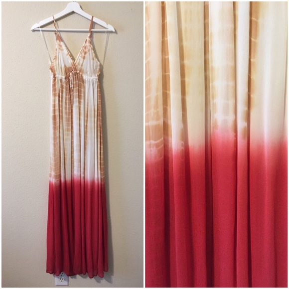 🎉HP🎉 Red Tie Dye Empire Waist Maxi Dress ☮