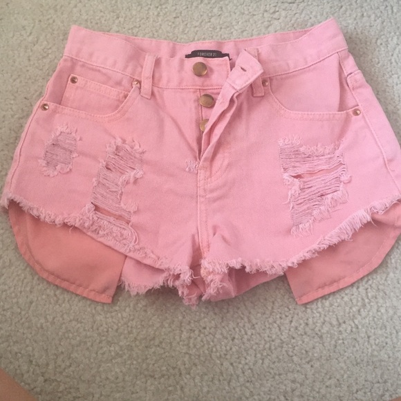 Pink jean shorts