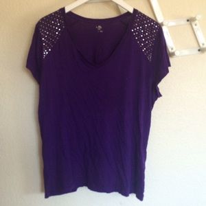 Purple top with studded shoulders