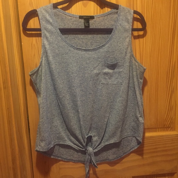 Tie tank top with front pocket