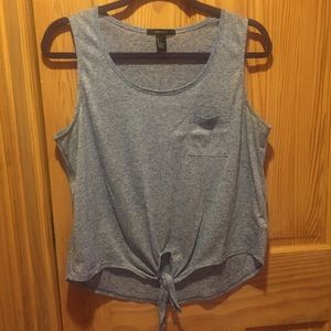 Tie tank top with front pocket
