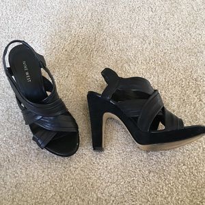 Black strappy heels, size 6, Nine West