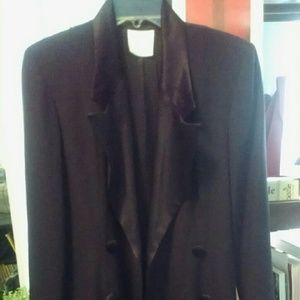 Black Long Slim Cut Tuxedo Coat