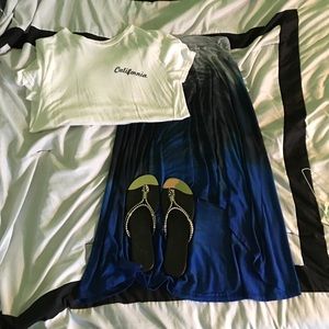 Blue high low maxi skirt