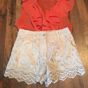 Lace/ crochet high waisted shorts