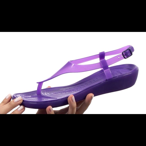 Purple croc sexy thong sandal