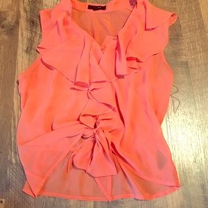 Coral front tie tank top