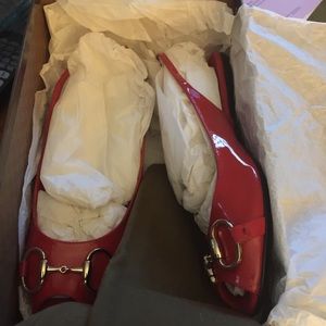 Gucci Red Patent Leather Flats