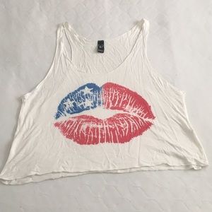 Patriotic Lips Crop Top