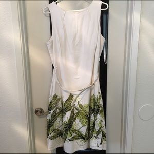 Talbots white with green dragonfly hem Dress