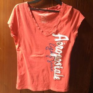 Aeropostale Peach/Coral V-neck shirt