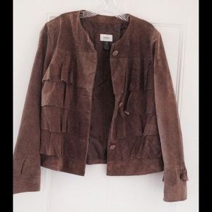 Neiman Marcus suede ruffle jacket