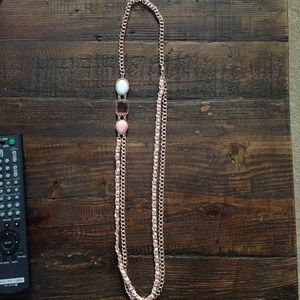 Charming Charlie Rose Gold Pink Ribbon Necklace