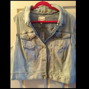 Torrid Light Denim Vest with Studded Skull