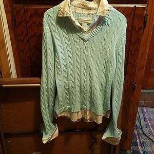 Sweater with faux button down