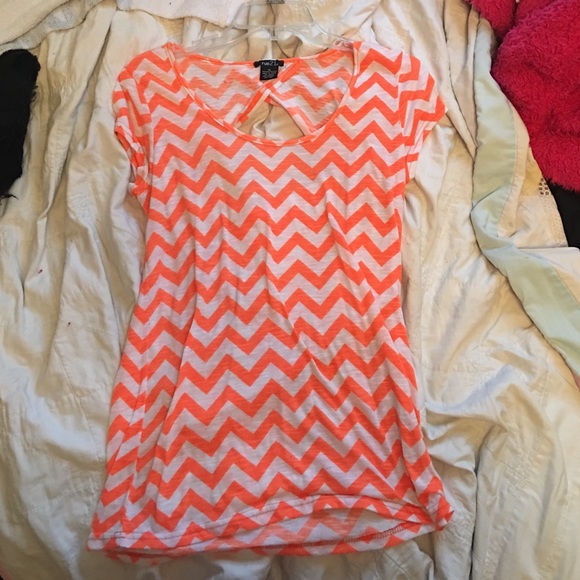 Orange and white chevron top