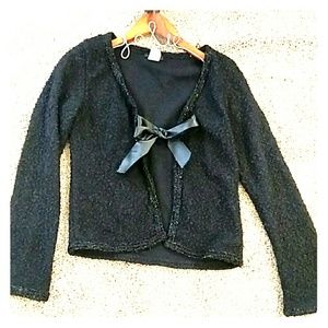 Black boucle-knit evening jacket/sweater