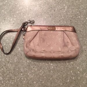 Beige sparkle coach wristlet