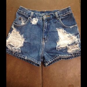 Distressed rampage denim shorts
