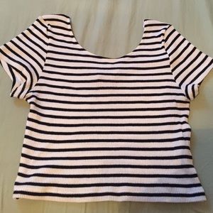 Black and white striped crop top