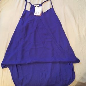 Royal blue and red tulip top