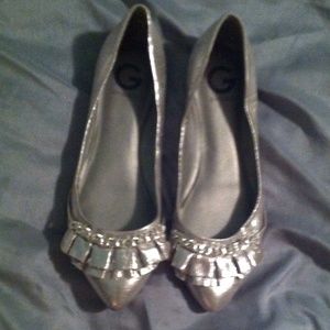 G by Guess metallic silver flats