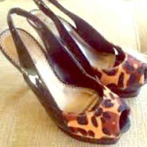 Bebe leopard platform heels