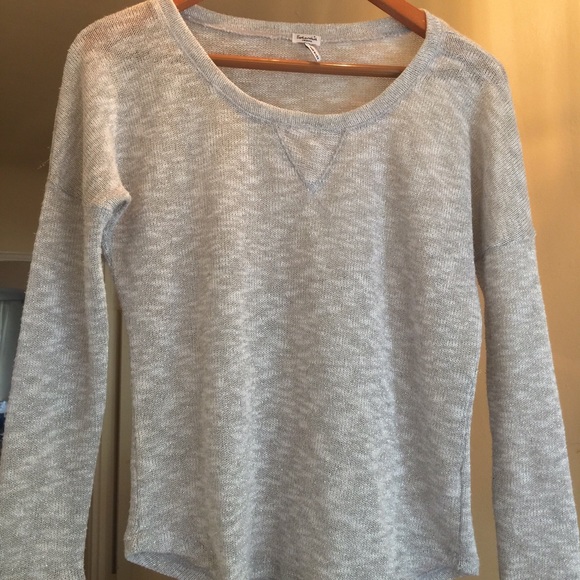 Splendid Sparkly Metallic Silver Sweater