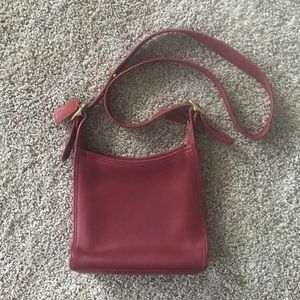 Red leather Coach cross body purse bag vintage