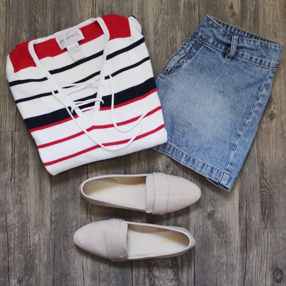 Erik Stewart Sweaters - Red and White Striped Sweater