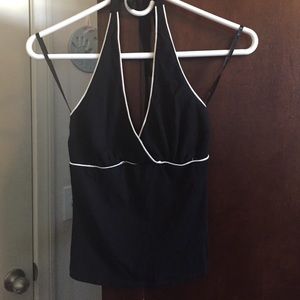 Bebe black with white trim halter top