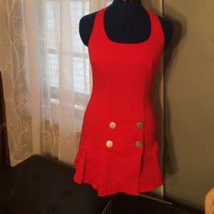 Red halter dress