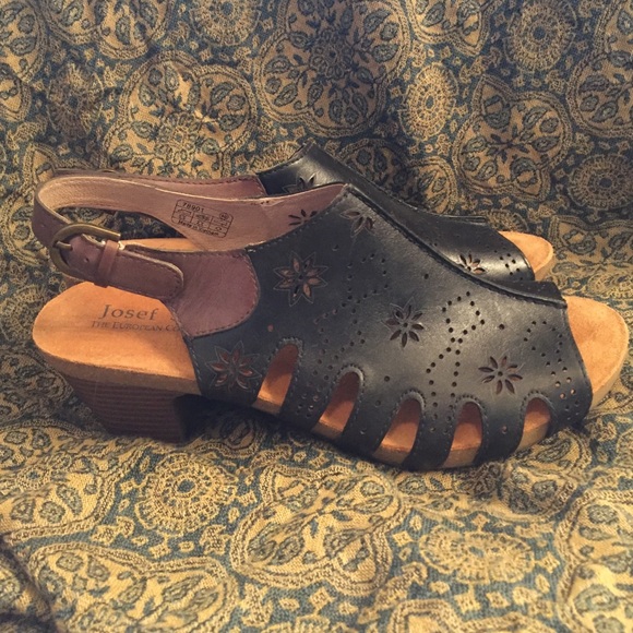 Josef Seibel Laser Cut Leather Heels Sz40 9.5 us