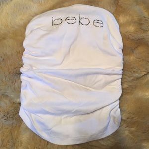 bebe Logo White Tube Top