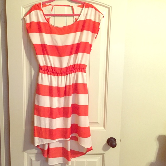 Open back striped dress.