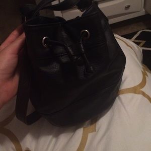 Black bucket bag purse