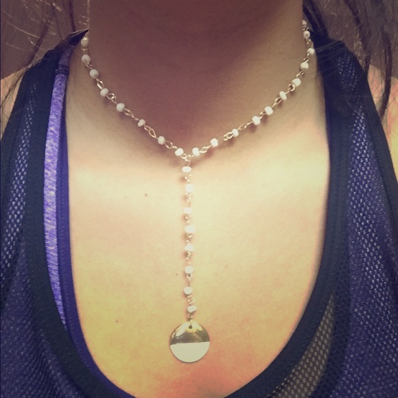 Gold wire choker necklace with drop down charm