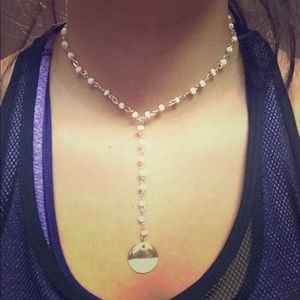 Gold wire choker necklace with drop down charm