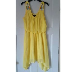 Yellow Asymmetrical Dress with beading