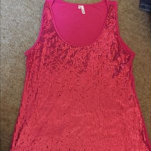 Pink sequin tank top