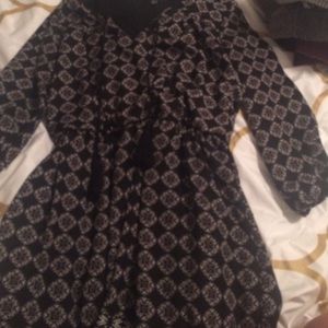 Patterned black and cream dress