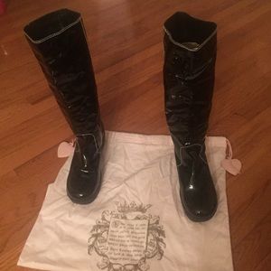 Juicy Couture Patent Leather Wedge Boots