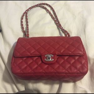 Red quilted purse