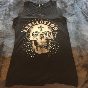 Black embellished Affliction tank top