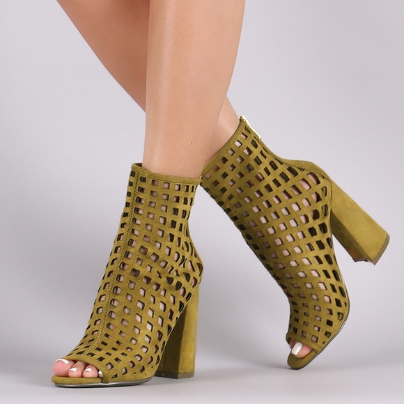 Suede Green cut-out Bootie