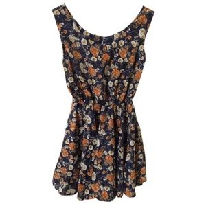 Floral Dress in Blue and Orange