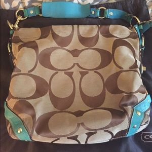 Coach XL Carly with teal accents