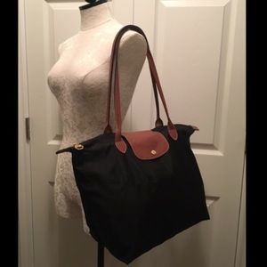 Large Black "Le Pilage" Longchamp Tote
