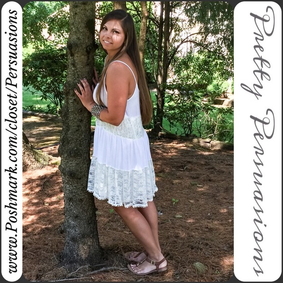 SOLD OUT Pieced Lace Tiered Ruffle Hem Slip Dress - Picture 3 of 3