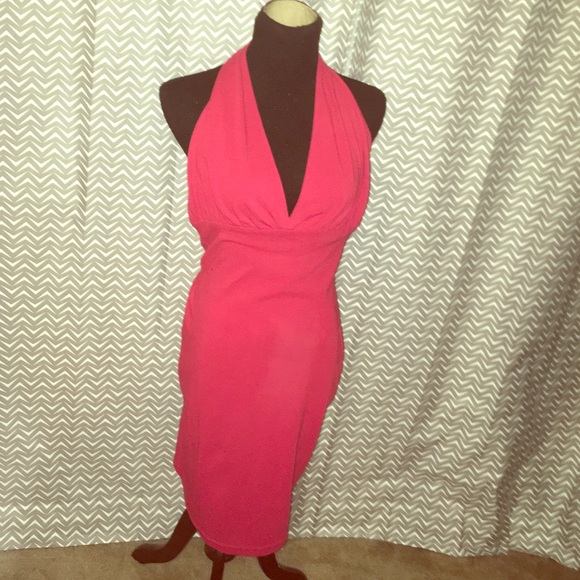 Red halter bodycon dress